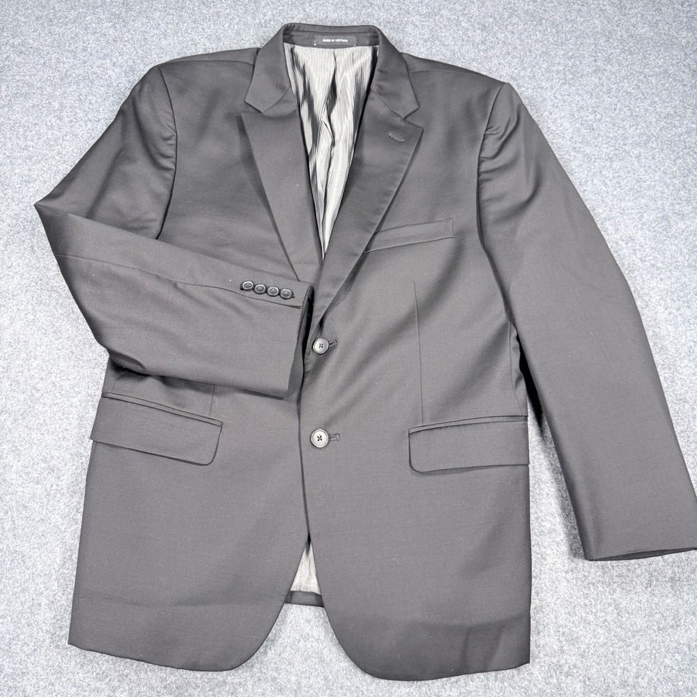 Awearness Kenneth Cole Mens Slim Fit Blazer Black Solid Two Button Sport Coat